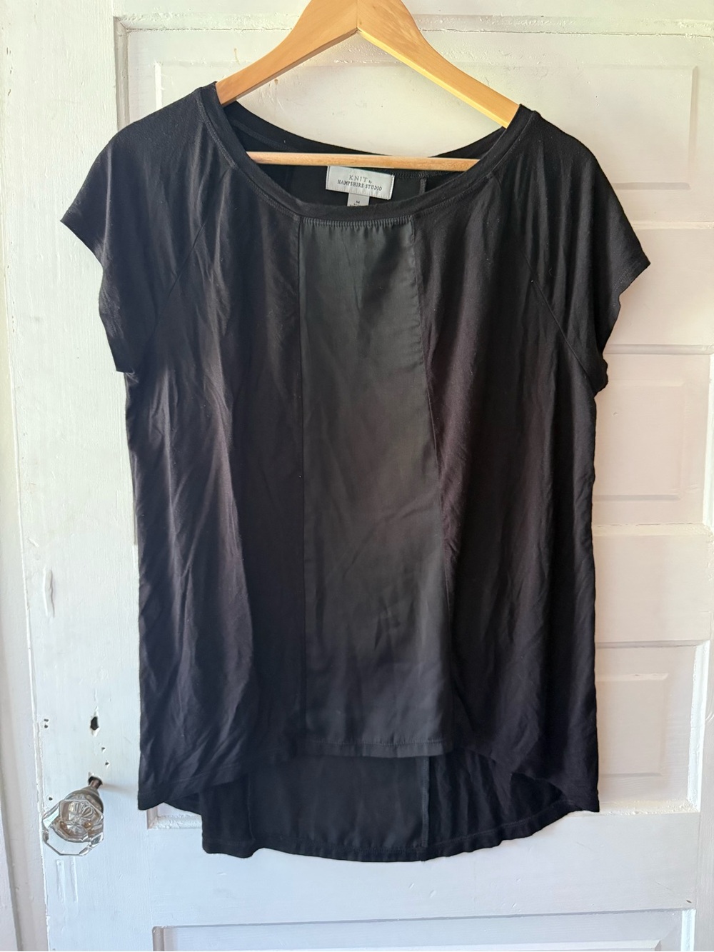 Knit by Hampshire Studio Black Short-Sleeve Mixed-Media Tee